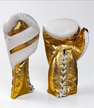Campeon White & Metallic Gold 16oz Boxing Gloves