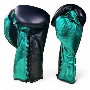 Campeon Black & Metallic Sea Blue 16oz Boxing Gloves