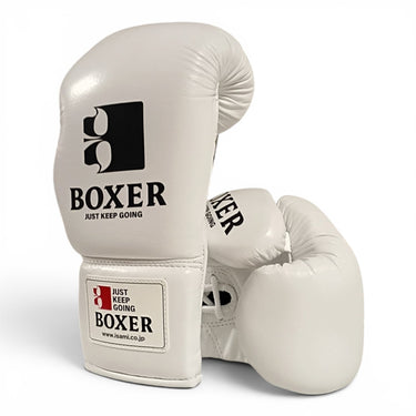WHITE ISAMI BOXING PRO GLOVES (12oz & 14oz)