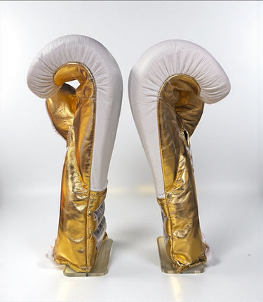 Campeon White & Metallic Gold 16oz Boxing Gloves